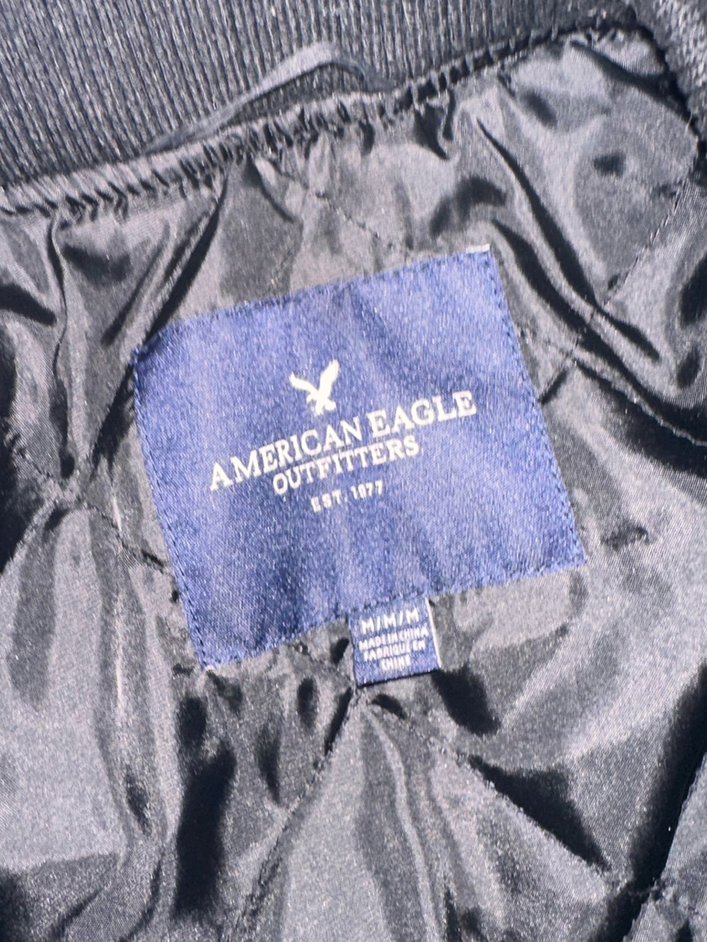 American Eagle Outfitters Black Bomber Jacket with Floral Embroidery - Picture 3 of 3